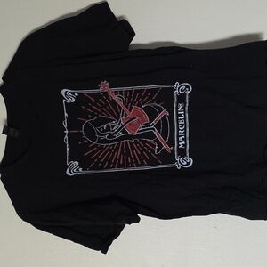 Anvil Black Tee with Red and White Graphic